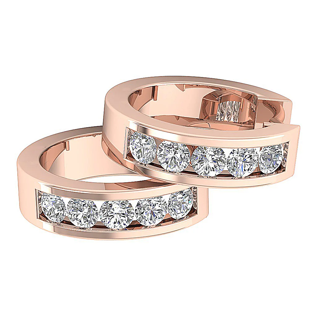The Jesus Excellent Round Cut Diamond Hoop Earring Channel Setting 14K White Gold - Image 15