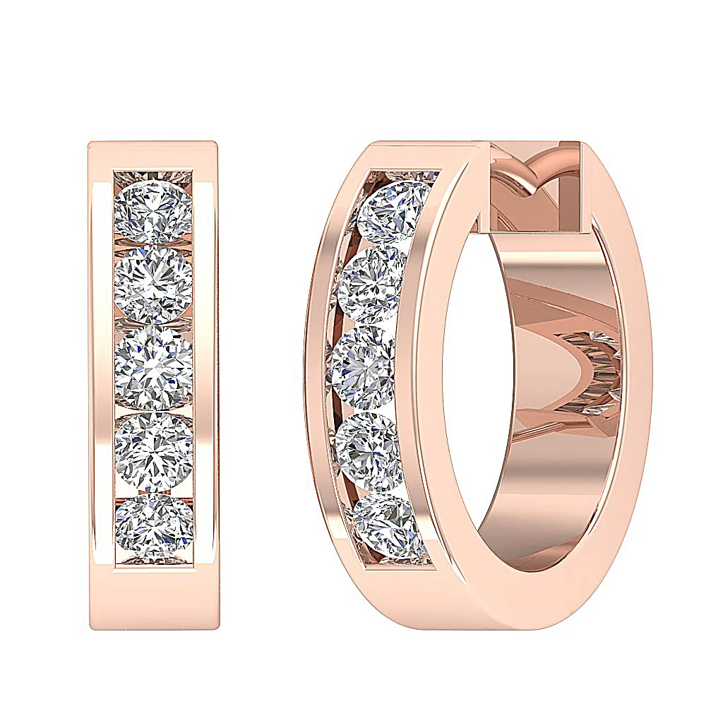 The Jesus Excellent Round Cut Diamond Hoop Earring Channel Setting 14K White Gold - Image 3