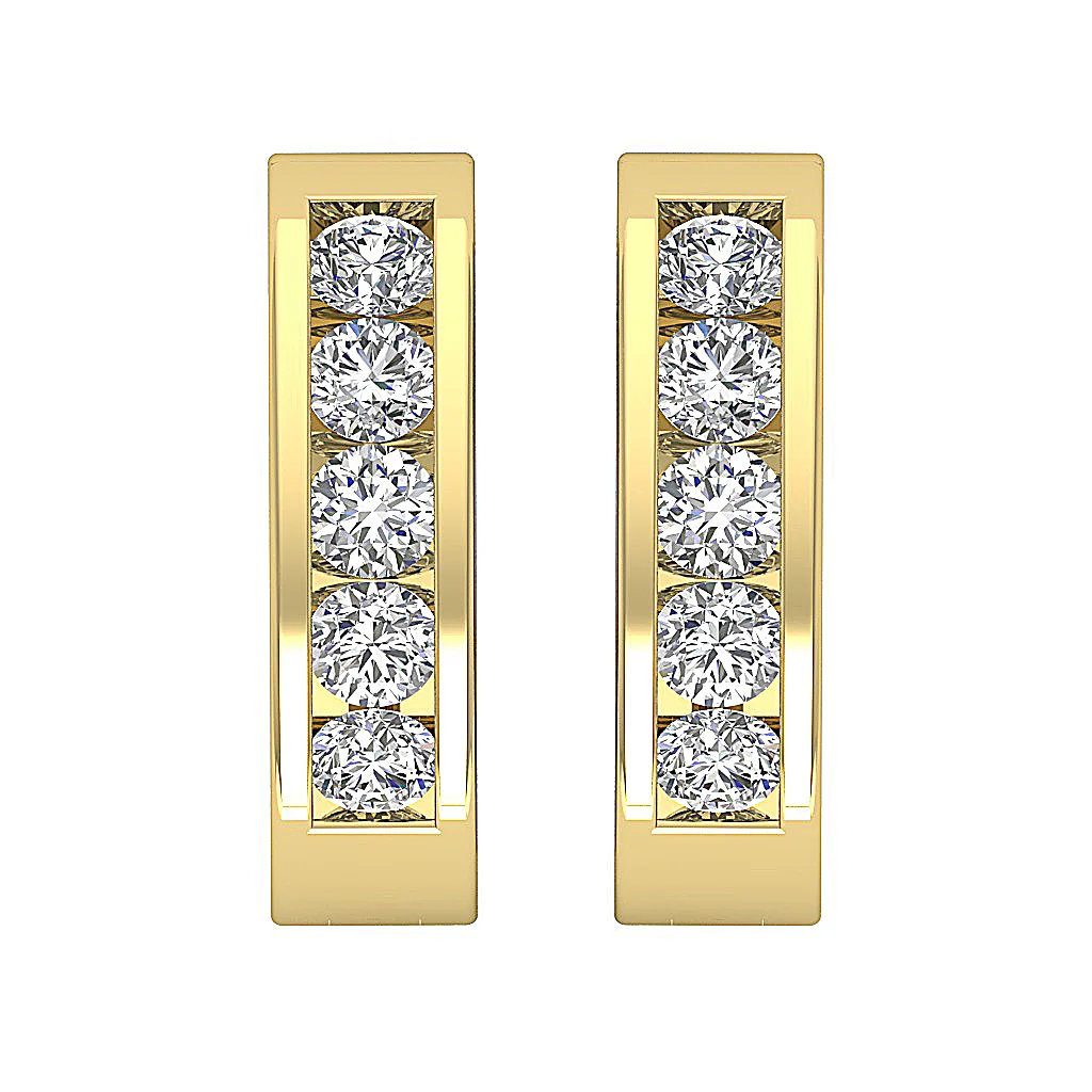 The Jesus Excellent Round Cut Diamond Hoop Earring Channel Setting 14K White Gold - Image 4