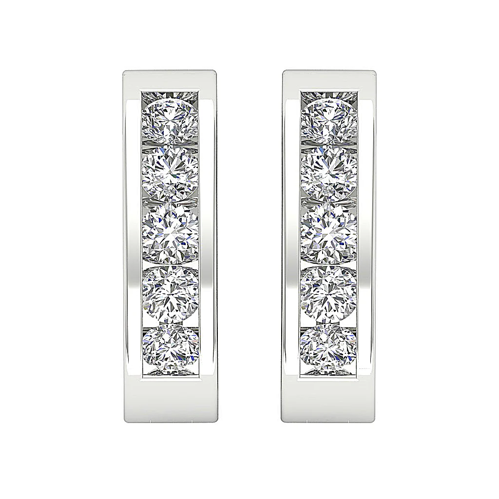 The Jesus Excellent Round Cut Diamond Hoop Earring Channel Setting 14K White Gold - Image 5