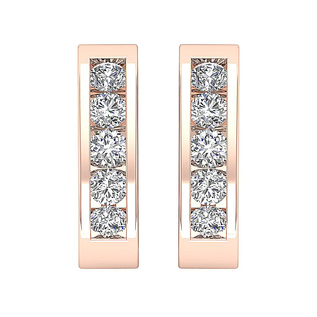 The Jesus Excellent Round Cut Diamond Hoop Earring Channel Setting 14K White Gold - Image 6
