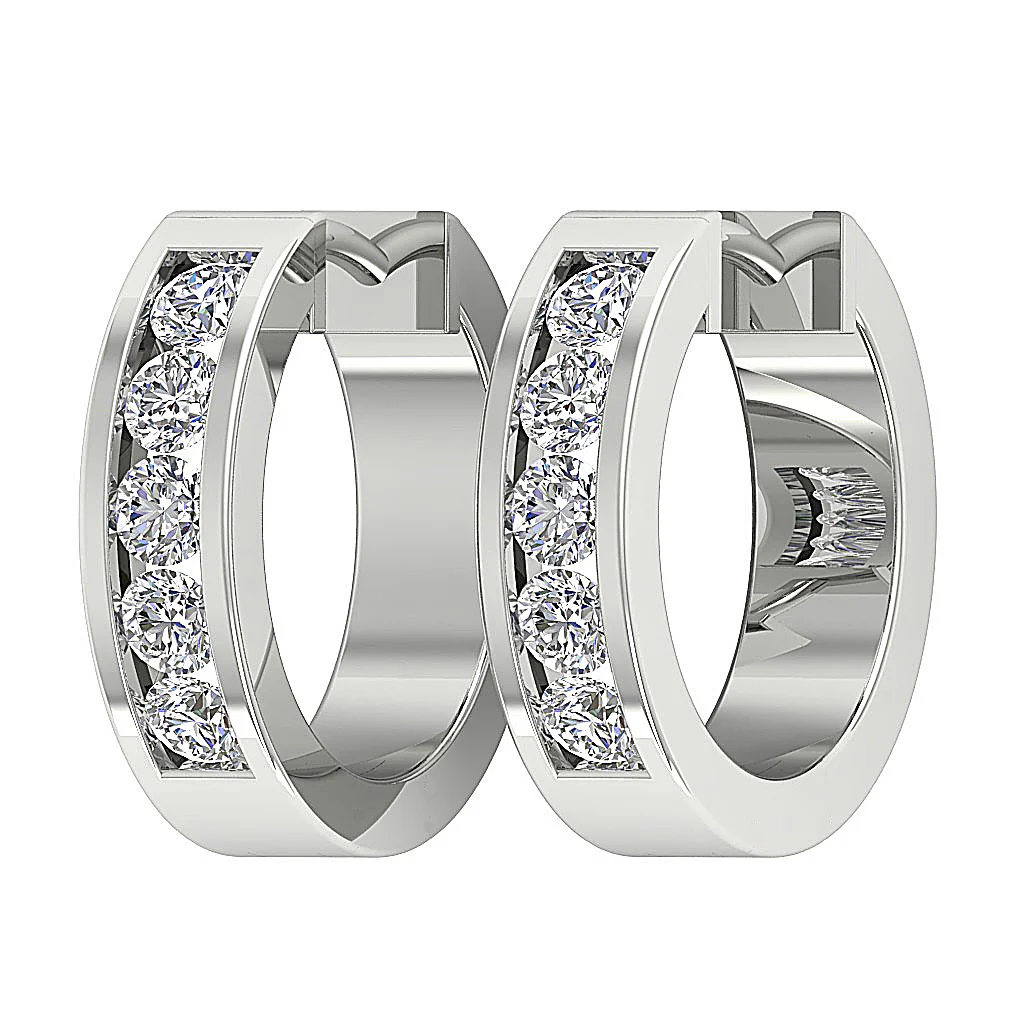The Jesus Excellent Round Cut Diamond Hoop Earring Channel Setting 14K White Gold - Image 7