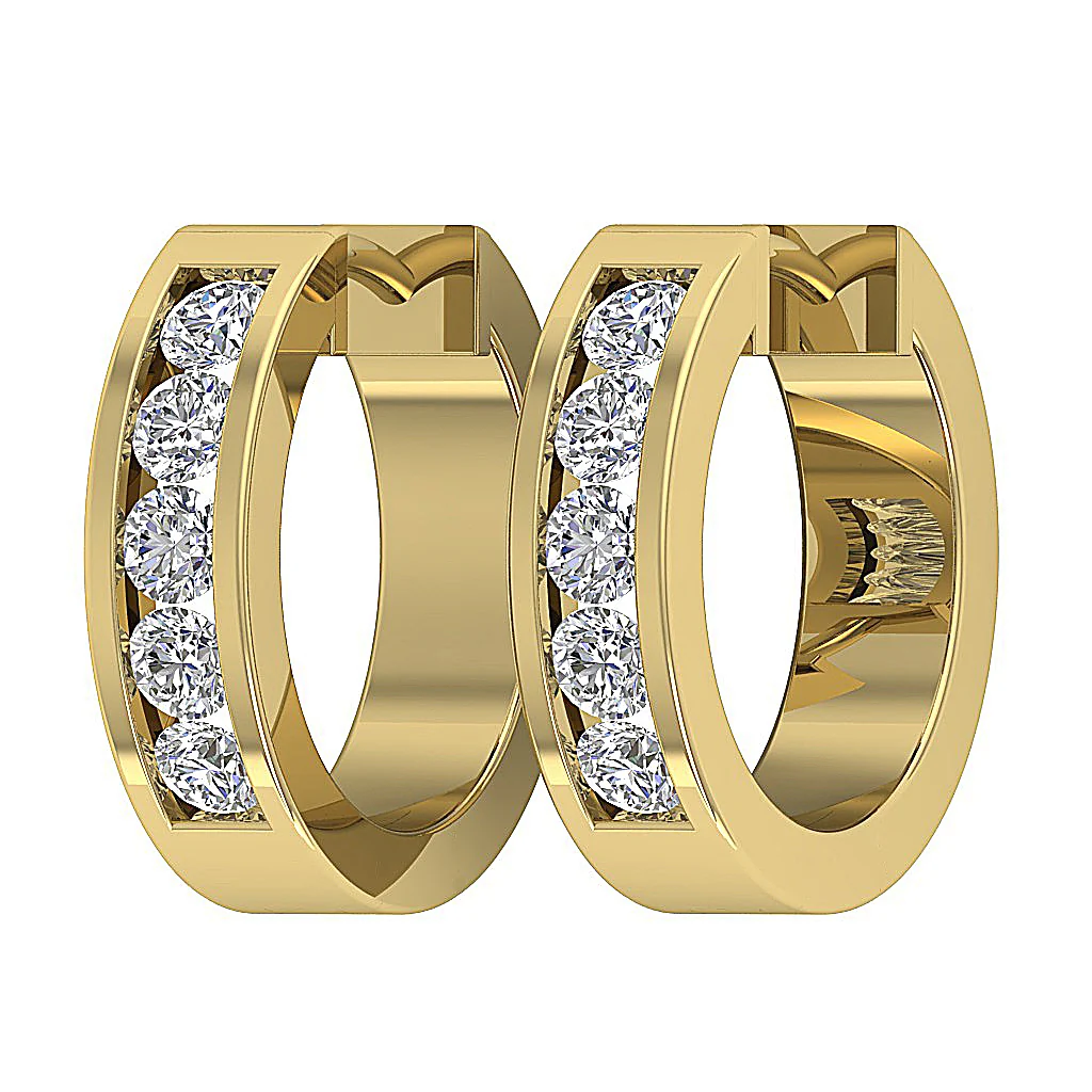 The Jesus Excellent Round Cut Diamond Hoop Earring Channel Setting 14K White Gold - Image 8