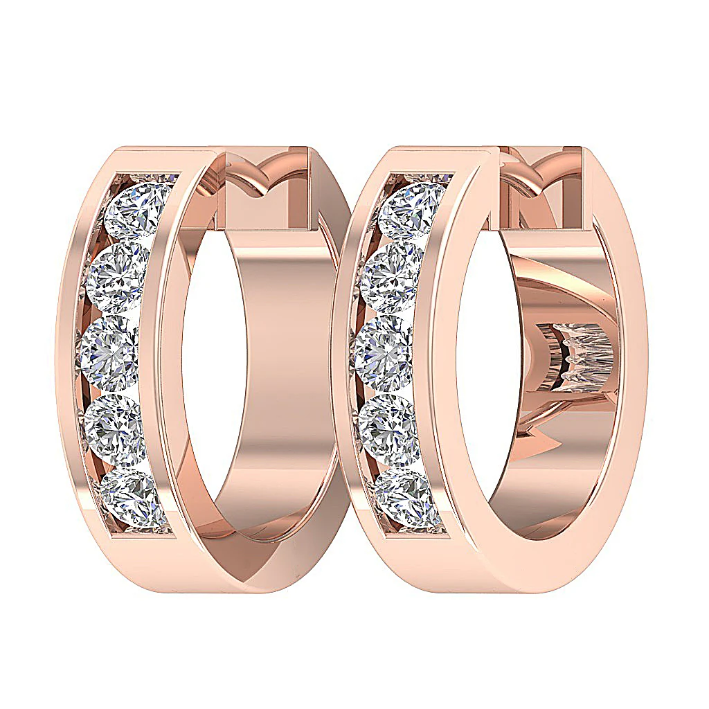 The Jesus Excellent Round Cut Diamond Hoop Earring Channel Setting 14K White Gold - Image 9