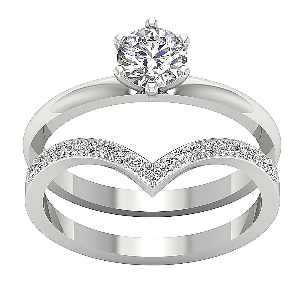 The Jesus 14k Gold 0.80 Carat Center Solitaire Diamond 1.10 Carat Bridal Engagement Ring Set - Image 4