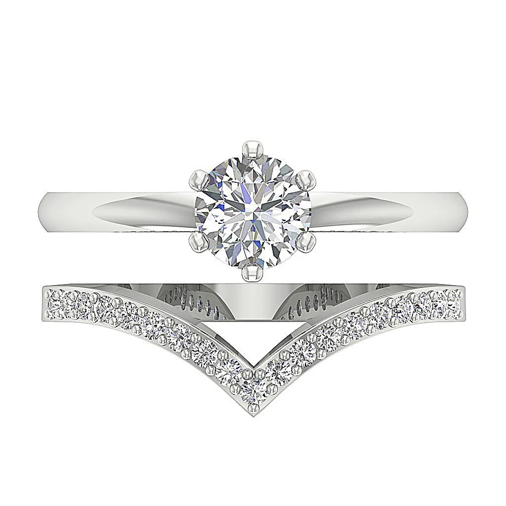 The Jesus 14k Gold 0.80 Carat Center Solitaire Diamond 1.10 Carat Bridal Engagement Ring Set - Image 5
