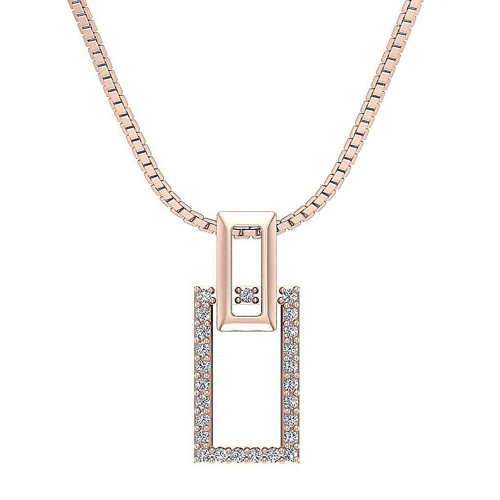 The Jett Natural Diamond 14k Rose Gold Fashion Pendant Necklace For Her 0.65 Inch