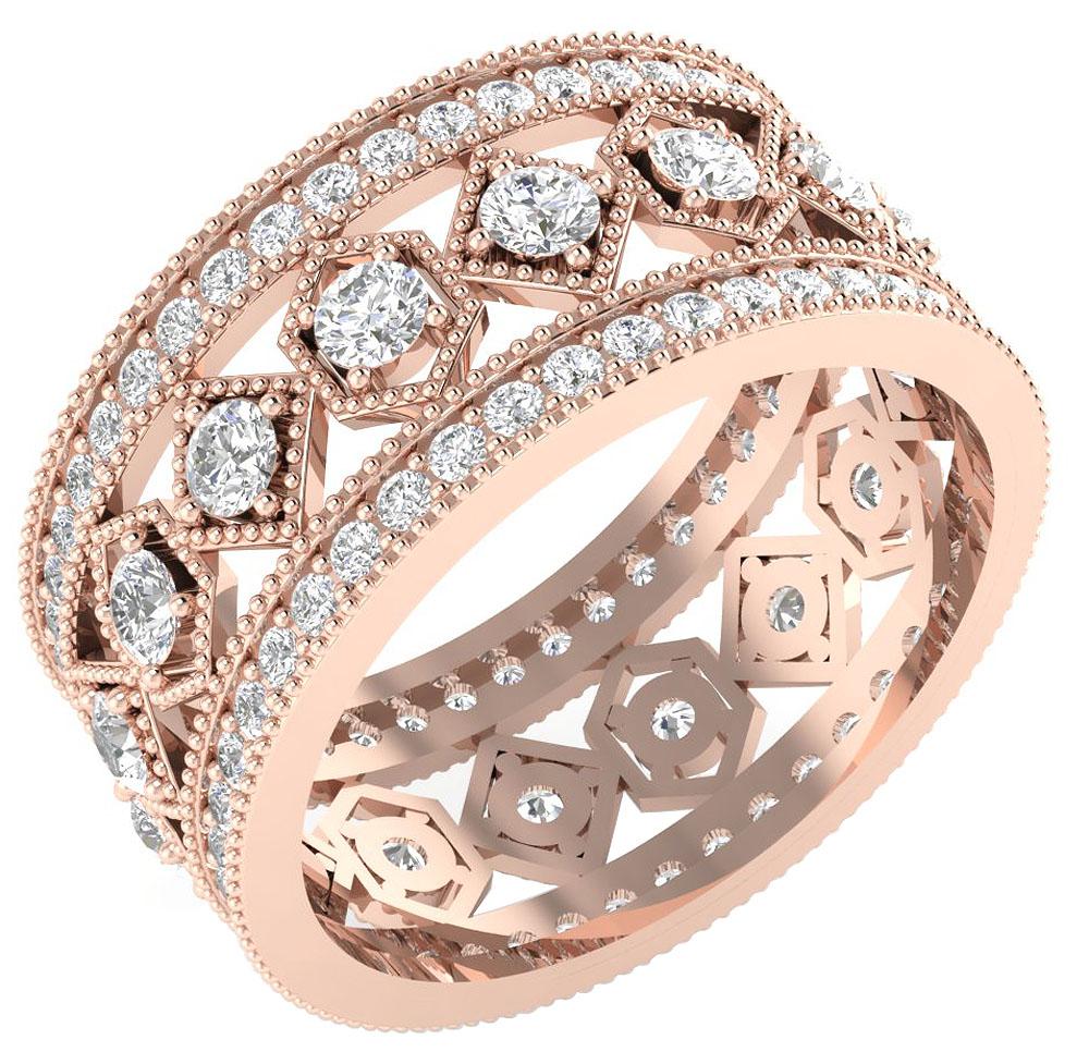The Joaquin Milgrain Round Cut Diamond 2.25 Carat 14K Yellow Gold Eternity Anniversary Ring - Image 3