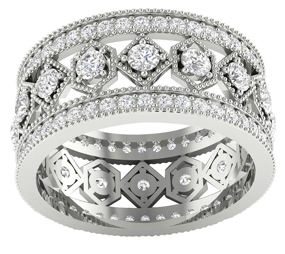 The Joaquin Milgrain Round Cut Diamond 2.25 Carat 14K Yellow Gold Eternity Anniversary Ring - Image 4