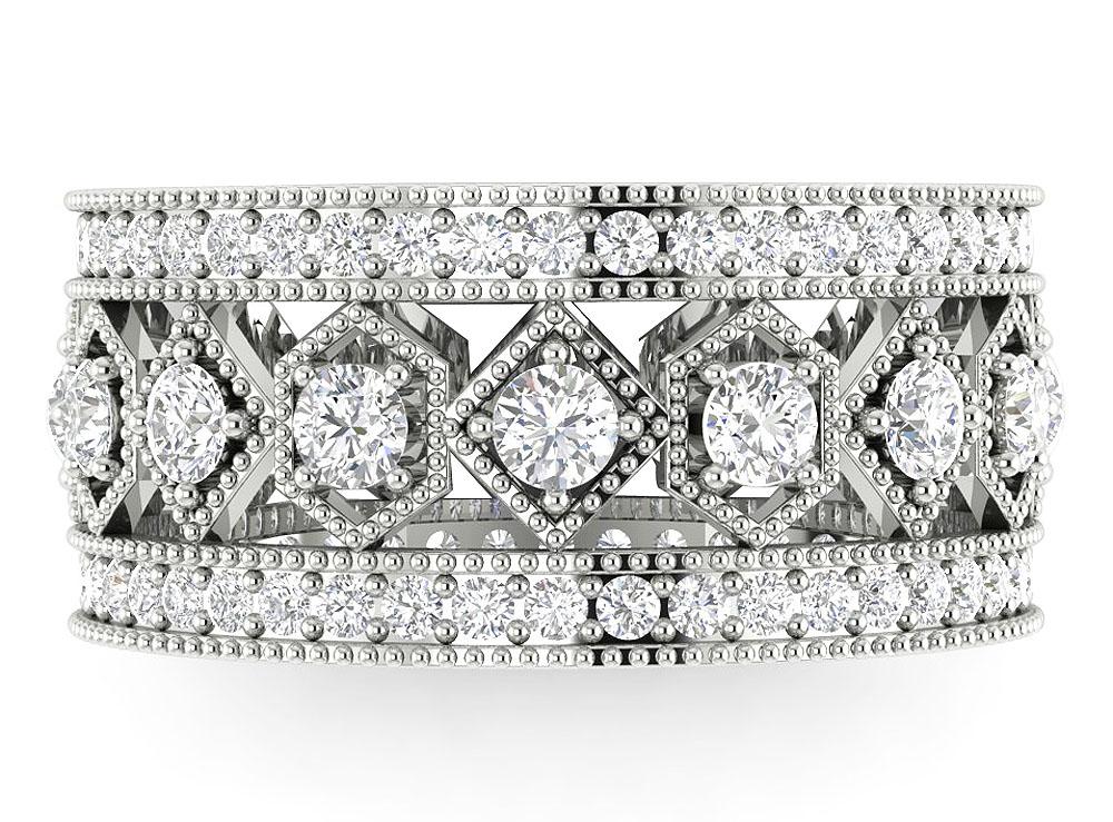 The Joaquin Milgrain Round Cut Diamond 2.25 Carat 14K Yellow Gold Eternity Anniversary Ring - Image 6