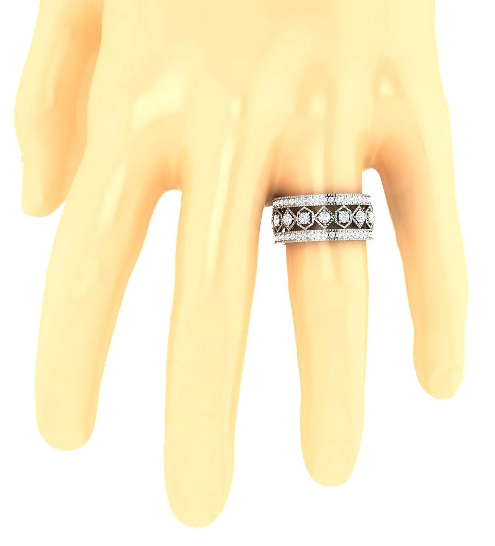 The Joaquin Milgrain Round Cut Diamond 2.25 Carat 14K Yellow Gold Eternity Anniversary Ring - Image 7