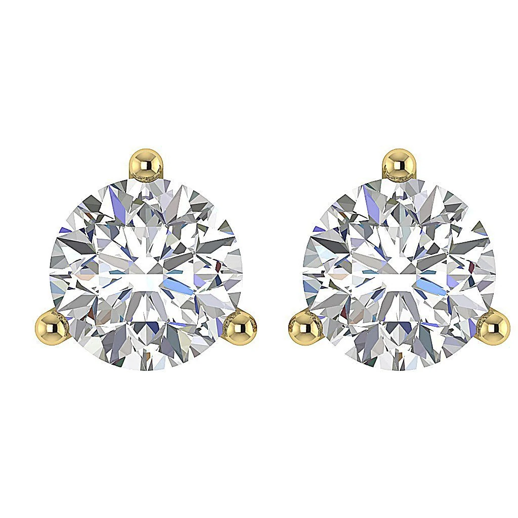 The Joel 0.65 Carat Solitaire Round Cut Diamond Stud Earring For Women 14K Solid Gold - Image 3