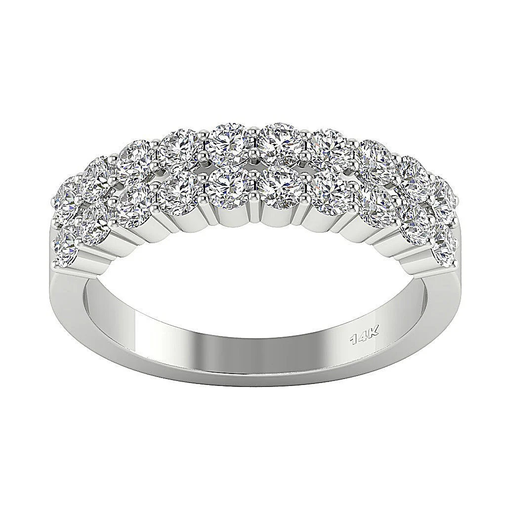 The Joel Classic Two Row Engagement Wedding Ring 2.10 Carat Round Diamond Gold