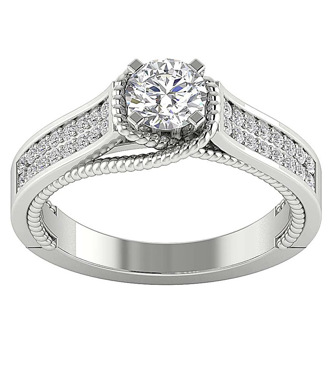 The Johnny 14k Rose Gold Solitaire With Accent Natural Diamond Engagement Ring - Image 5