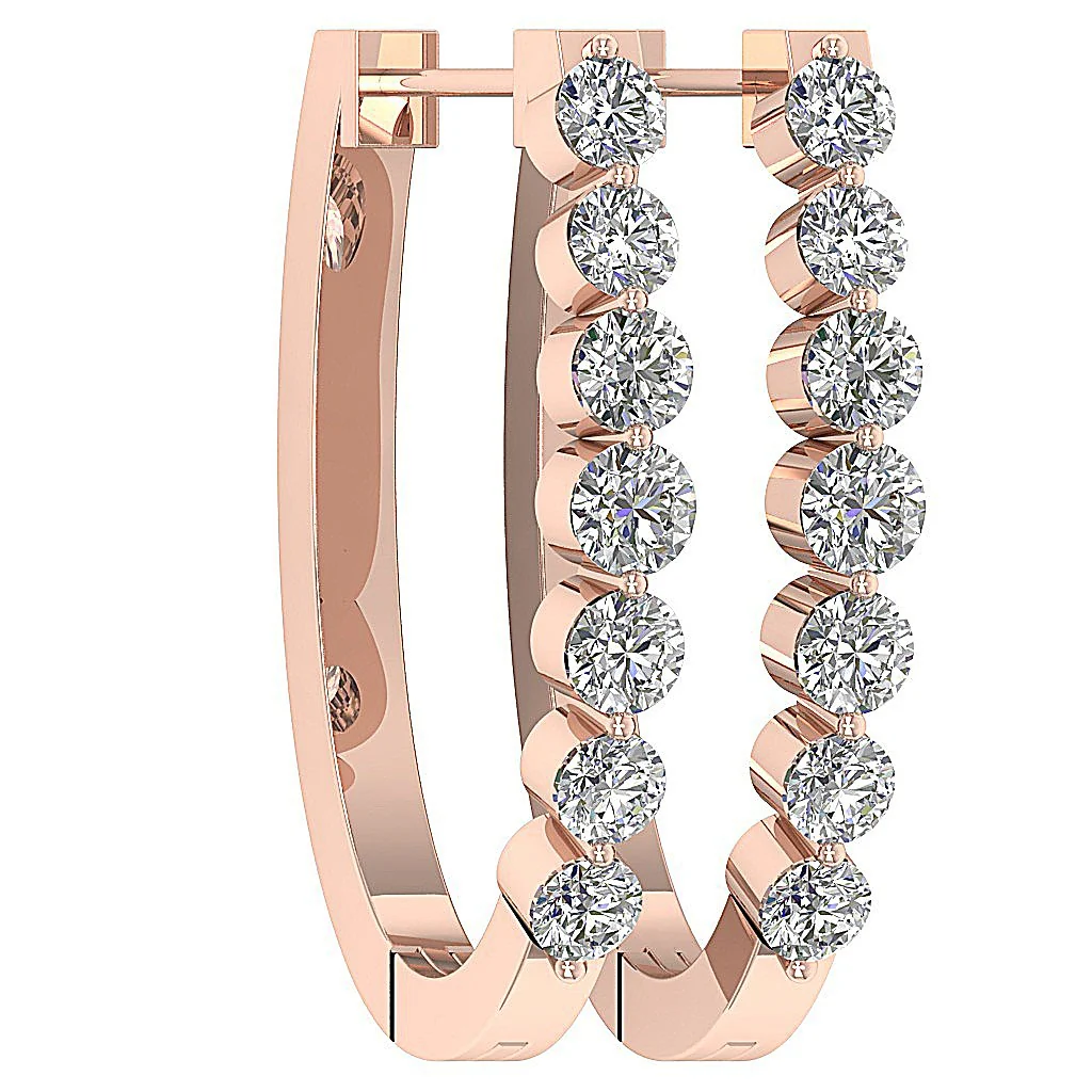 The Jonah Floating Natural Diamond Hoop Earring For Women 14K Solid White Gold - Image 3