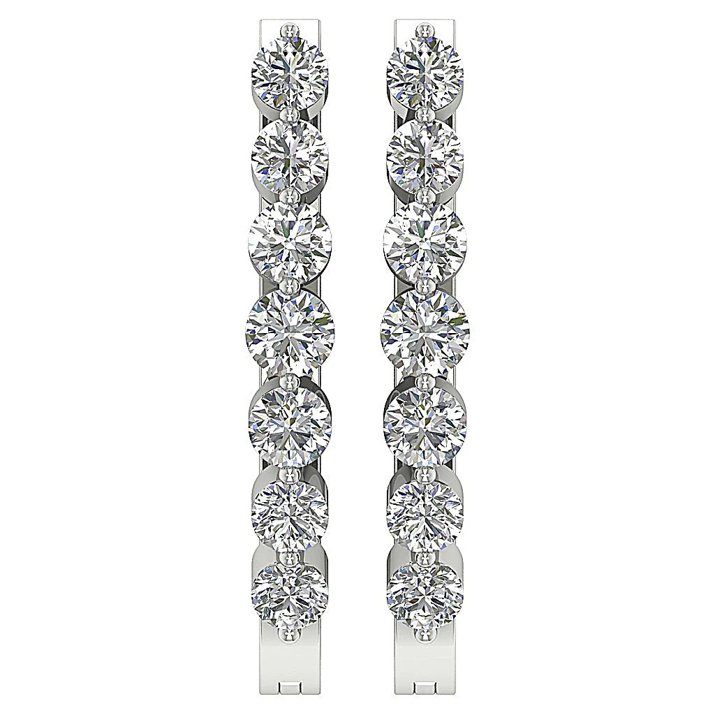 The Jonah Floating Natural Diamond Hoop Earring For Women 14K Solid White Gold - Image 4