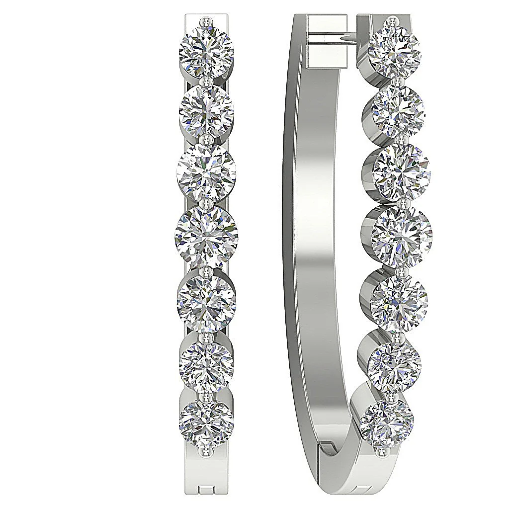 The Jonah Floating Natural Diamond Hoop Earring For Women 14K Solid White Gold - Image 7