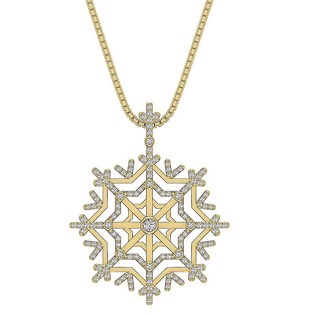 The Jonah Genuine Diamond Gold Designer Fashion Pendant Necklace Prong and Bezel Setting