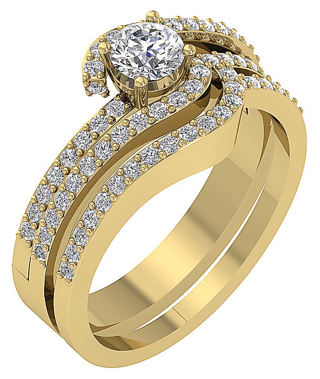 The Jonah Round Brilliant Cut Diamond Prong Bridal Engagement Ring Band Set 9.60 mm - Image 3