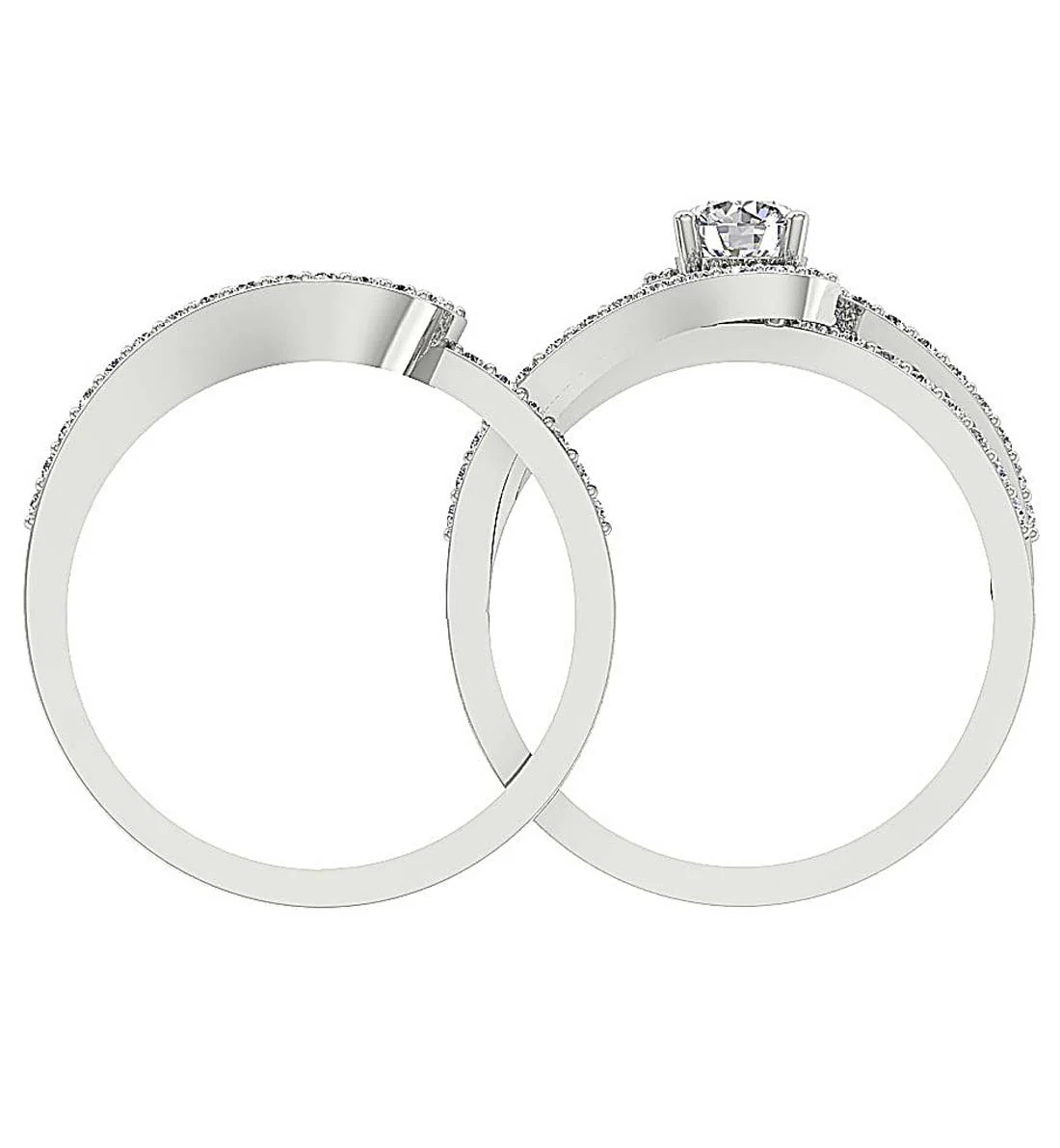 The Jonah Round Brilliant Cut Diamond Prong Bridal Engagement Ring Band Set 9.60 mm - Image 5
