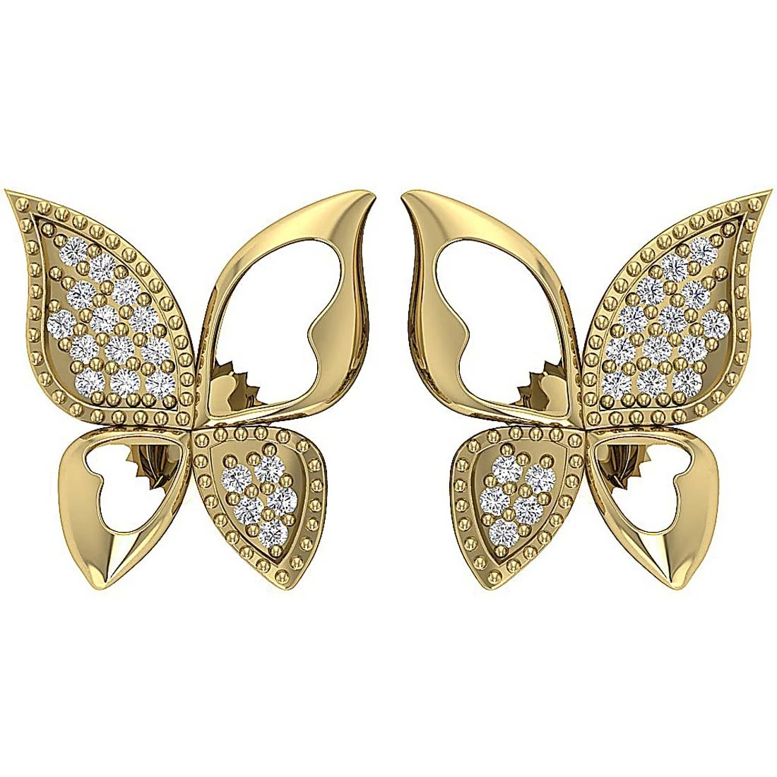The Jonathan Butterfly Round Brilliant Cut Diamond Fashion Stud Earring Rose Gold Prong Set - Image 5