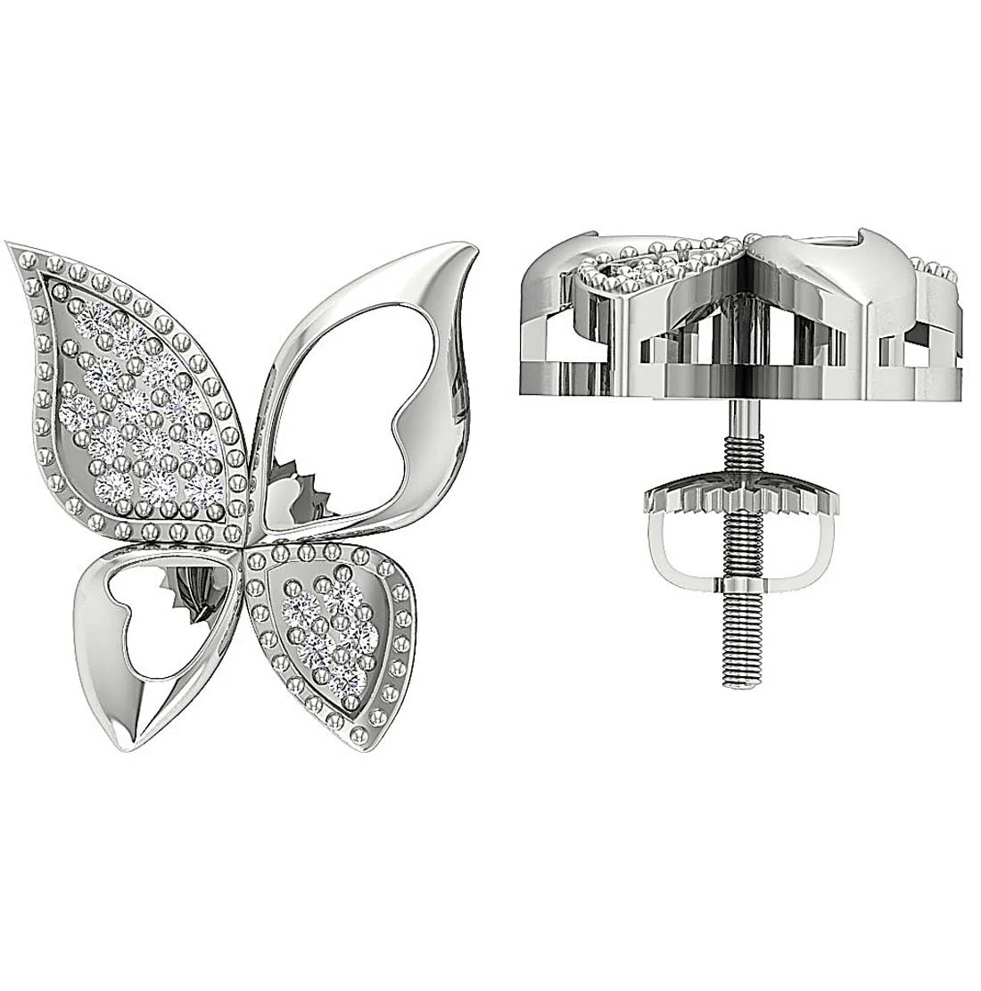 The Jonathan Butterfly Round Brilliant Cut Diamond Fashion Stud Earring Rose Gold Prong Set - Image 6