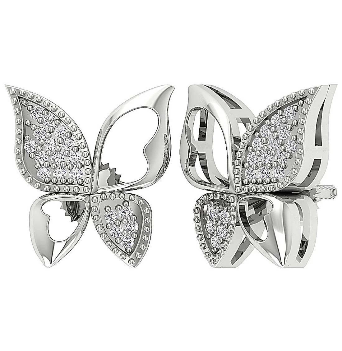 The Jonathan Butterfly Round Brilliant Cut Diamond Fashion Stud Earring Rose Gold Prong Set - Image 8