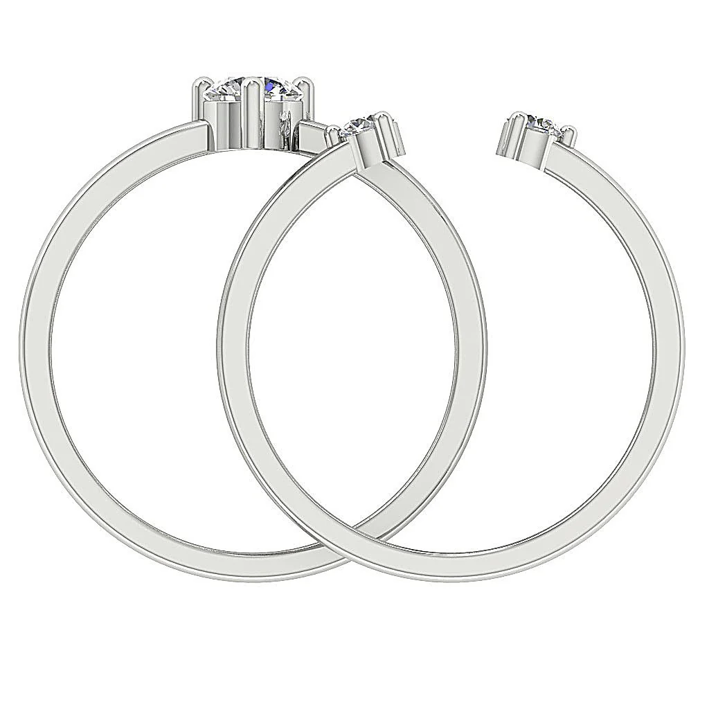 The Jonathan Solitaire Round Diamond Bridal Ring Open Matching Band Set 14K Solid Gold 6.20 mm - Image 4
