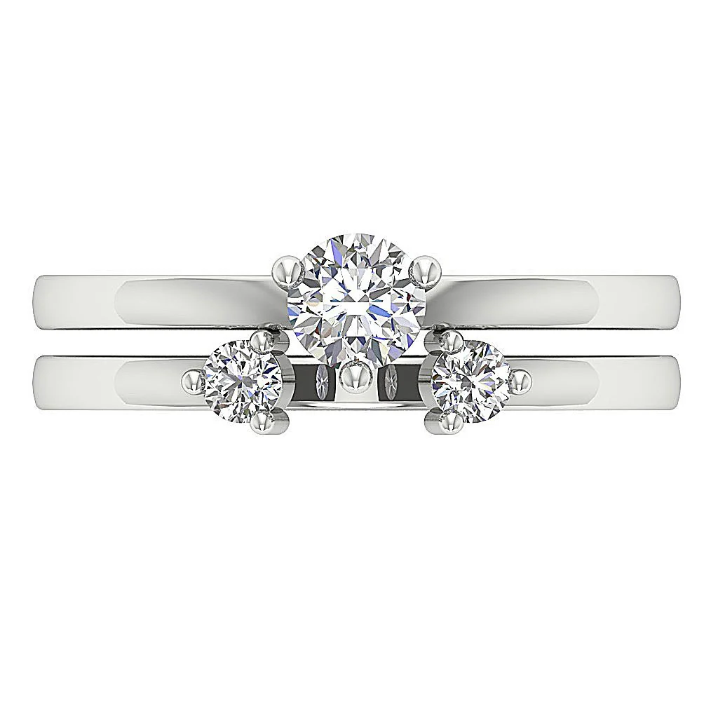 The Jonathan Solitaire Round Diamond Bridal Ring Open Matching Band Set 14K Solid Gold 6.20 mm - Image 5
