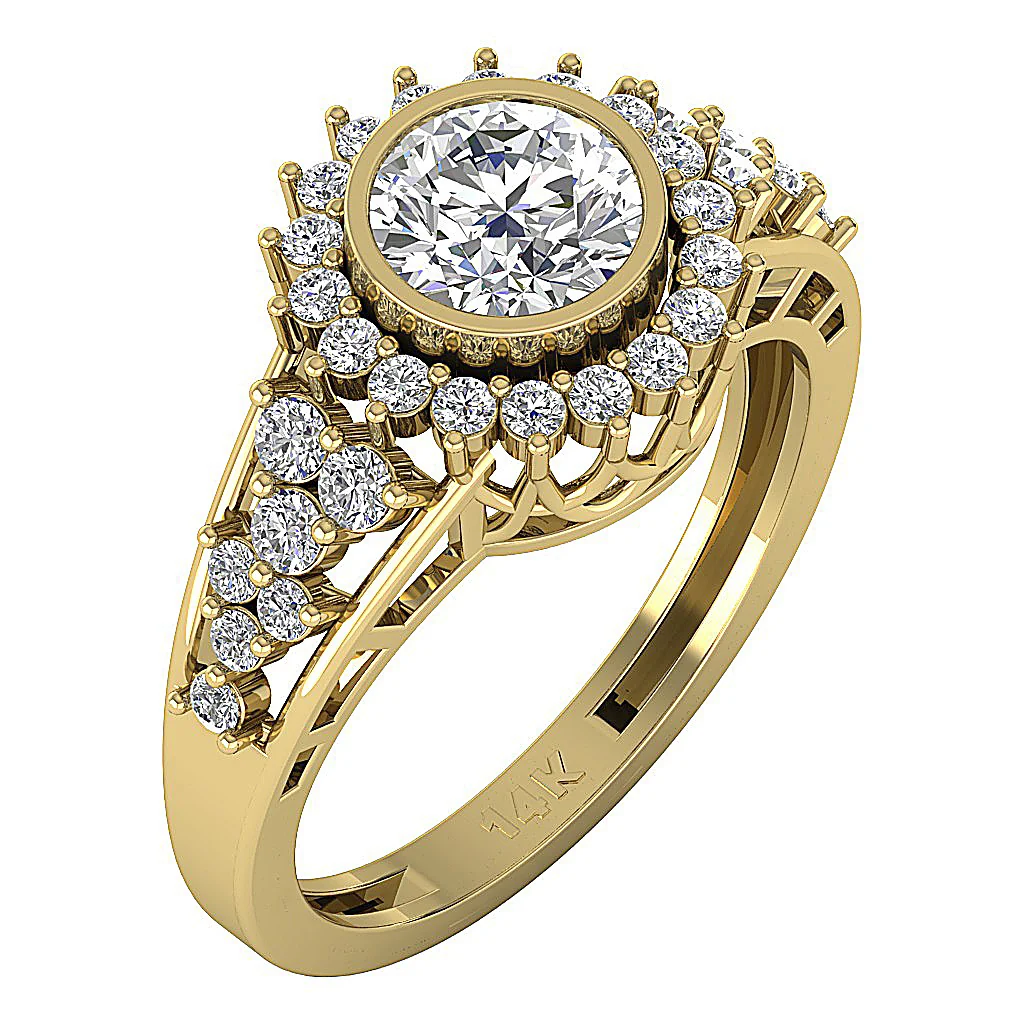 The Jones Designer Solitaire Engagement Natural Diamond Ring 14K Rose Gold 12.10 mm - Image 3