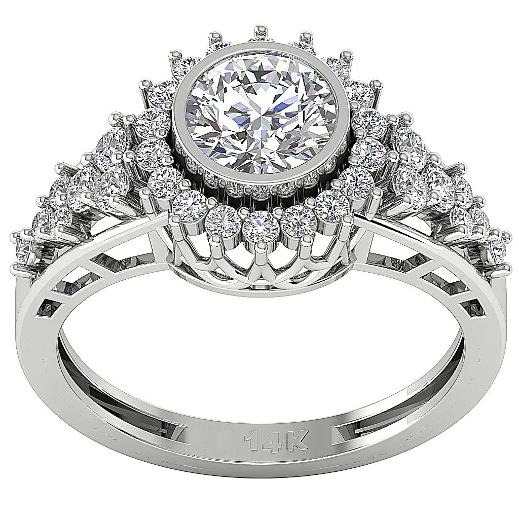 The Jones Designer Solitaire Engagement Natural Diamond Ring 14K Rose Gold 12.10 mm - Image 4