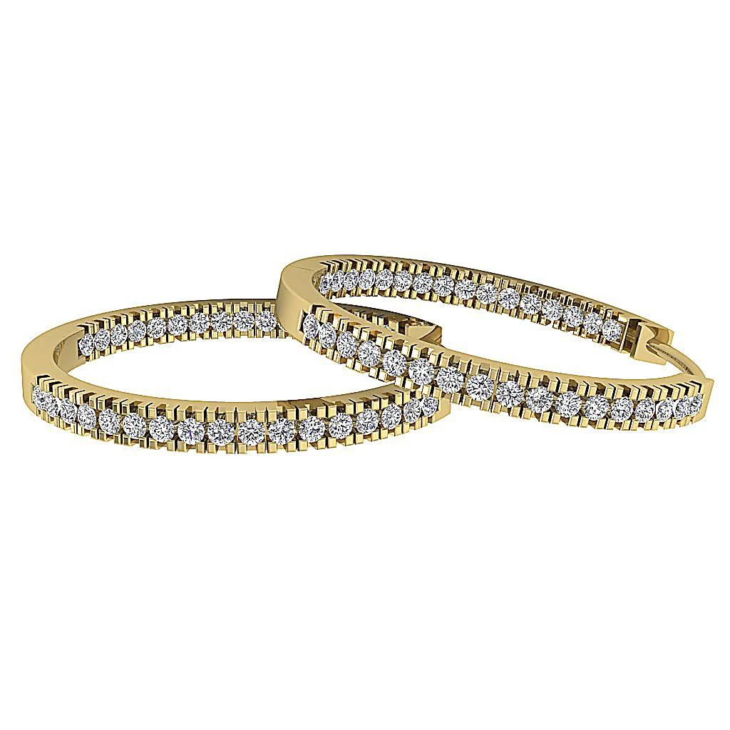 The Jordan Inside Outside Natural Diamond Hoops Earring 14K White Yellow Rose Gold - Image 10