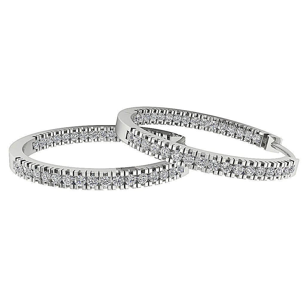 The Jordan Inside Outside Natural Diamond Hoops Earring 14K White Yellow Rose Gold - Image 11