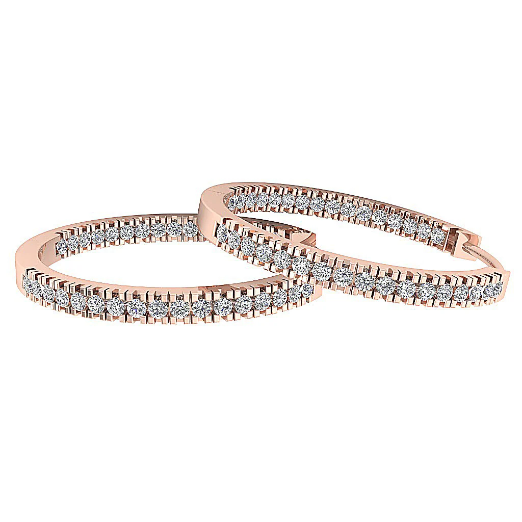 The Jordan Inside Outside Natural Diamond Hoops Earring 14K White Yellow Rose Gold - Image 12