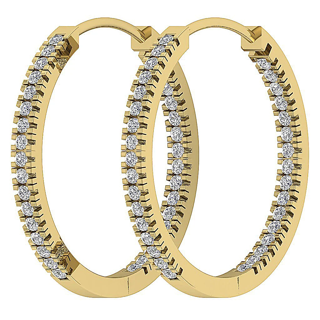 The Jordan Inside Outside Natural Diamond Hoops Earring 14K White Yellow Rose Gold - Image 13
