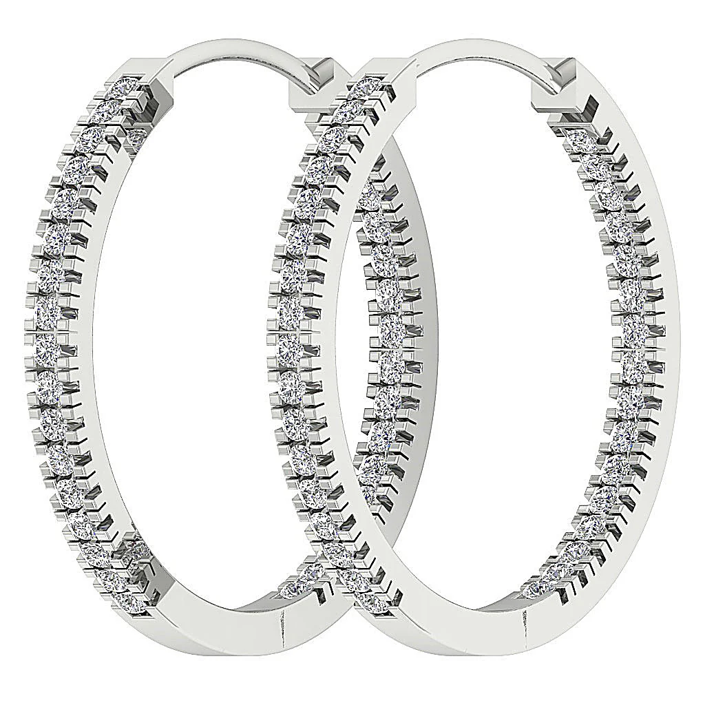 The Jordan Inside Outside Natural Diamond Hoops Earring 14K White Yellow Rose Gold - Image 14