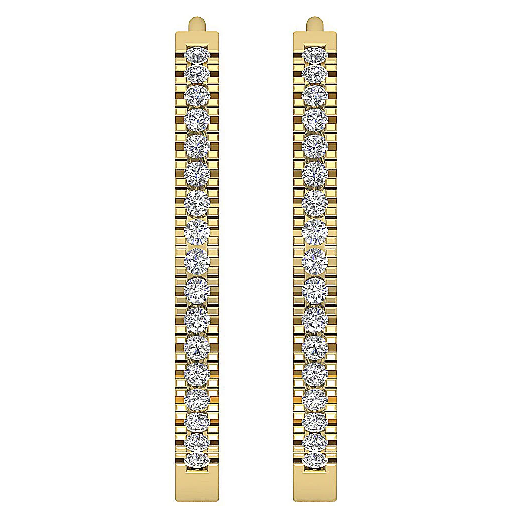 The Jordan Inside Outside Natural Diamond Hoops Earring 14K White Yellow Rose Gold - Image 4