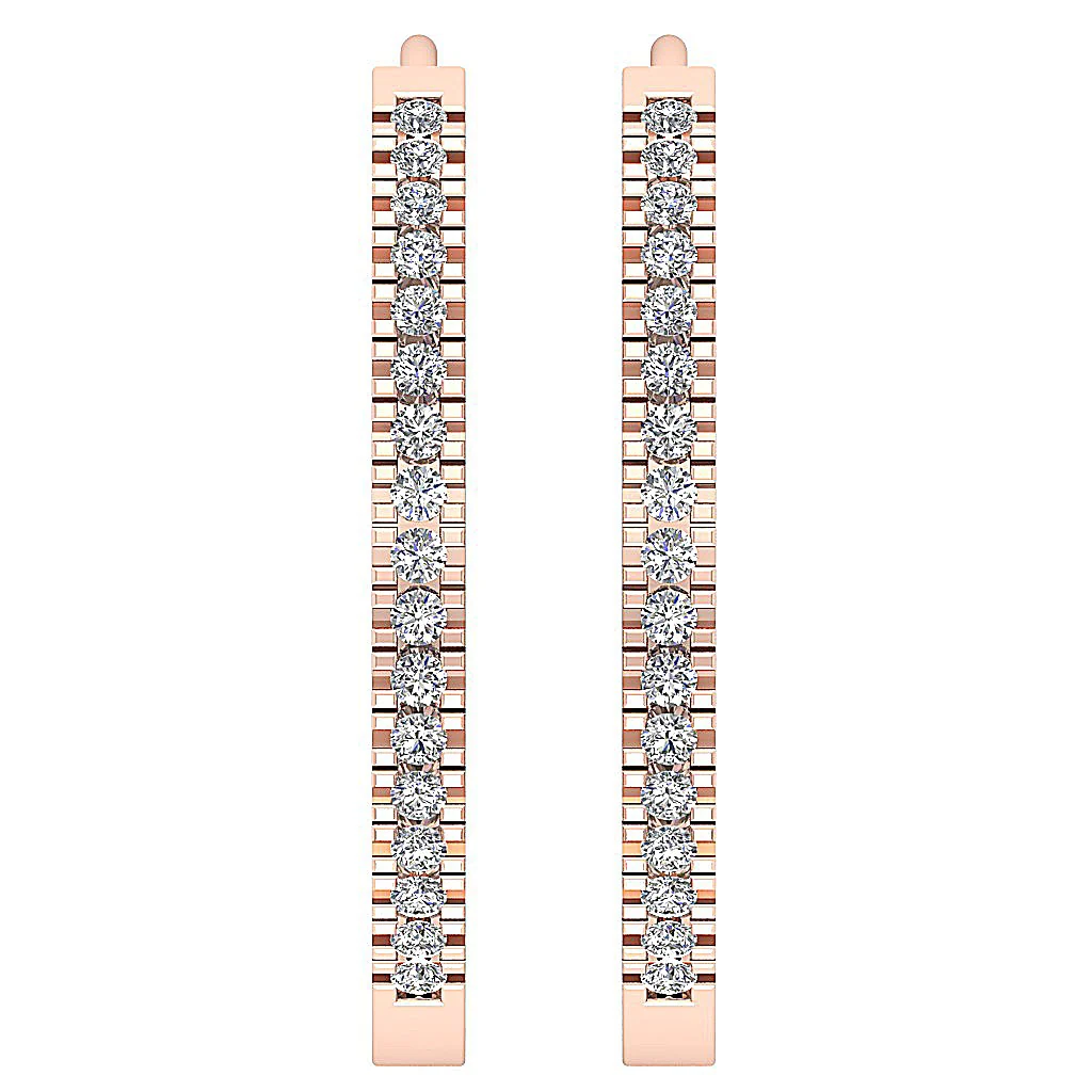 The Jordan Inside Outside Natural Diamond Hoops Earring 14K White Yellow Rose Gold - Image 6