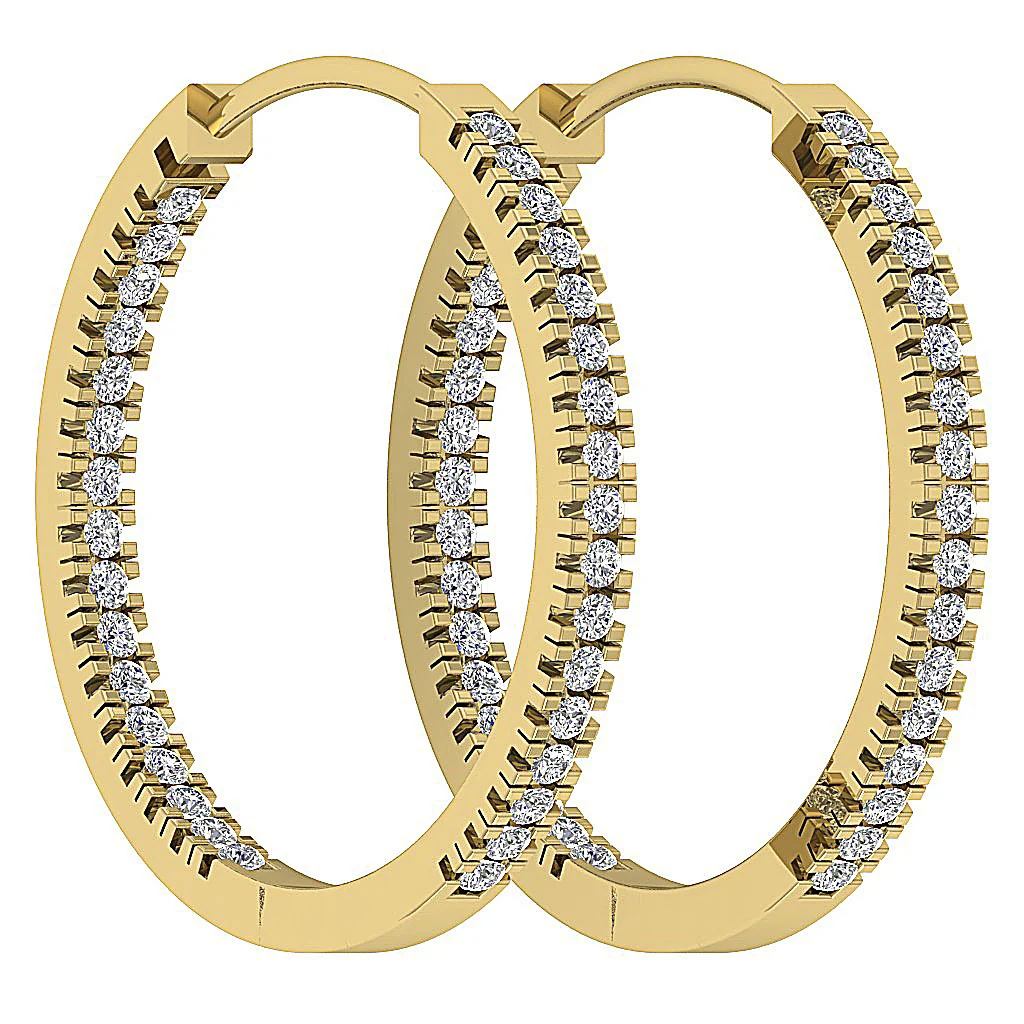 The Jordan Inside Outside Natural Diamond Hoops Earring 14K White Yellow Rose Gold - Image 7