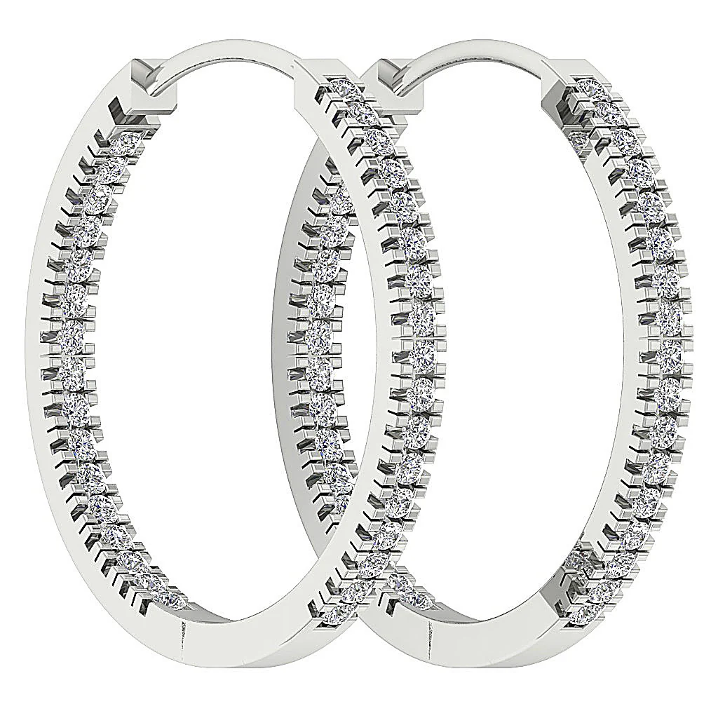 The Jordan Inside Outside Natural Diamond Hoops Earring 14K White Yellow Rose Gold - Image 8