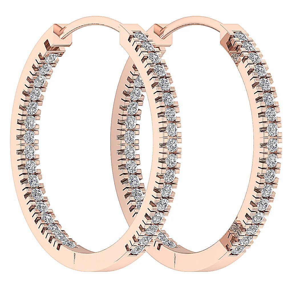 The Jordan Inside Outside Natural Diamond Hoops Earring 14K White Yellow Rose Gold - Image 9