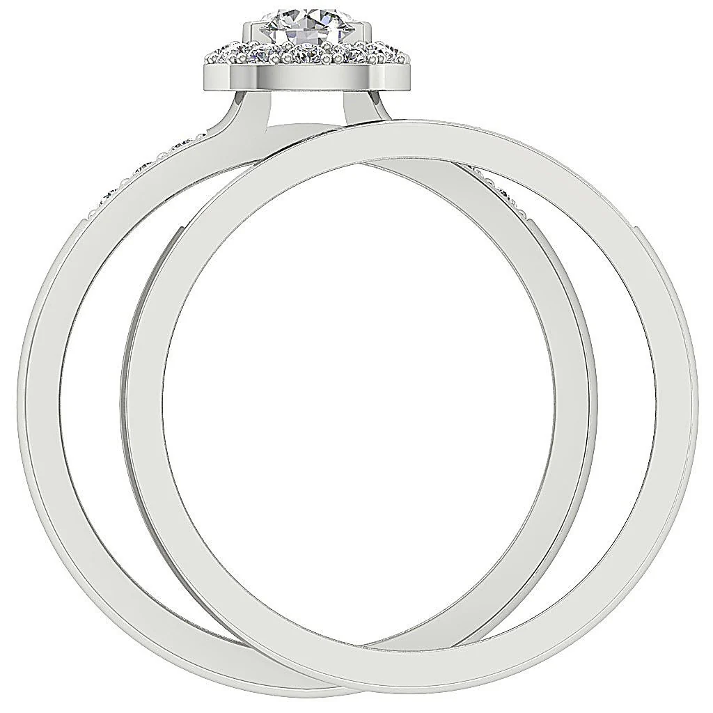 The Jordan For Women Halo Bridal Engagement Ring Set Round Cut Diamond Yellow Gold - Image 5