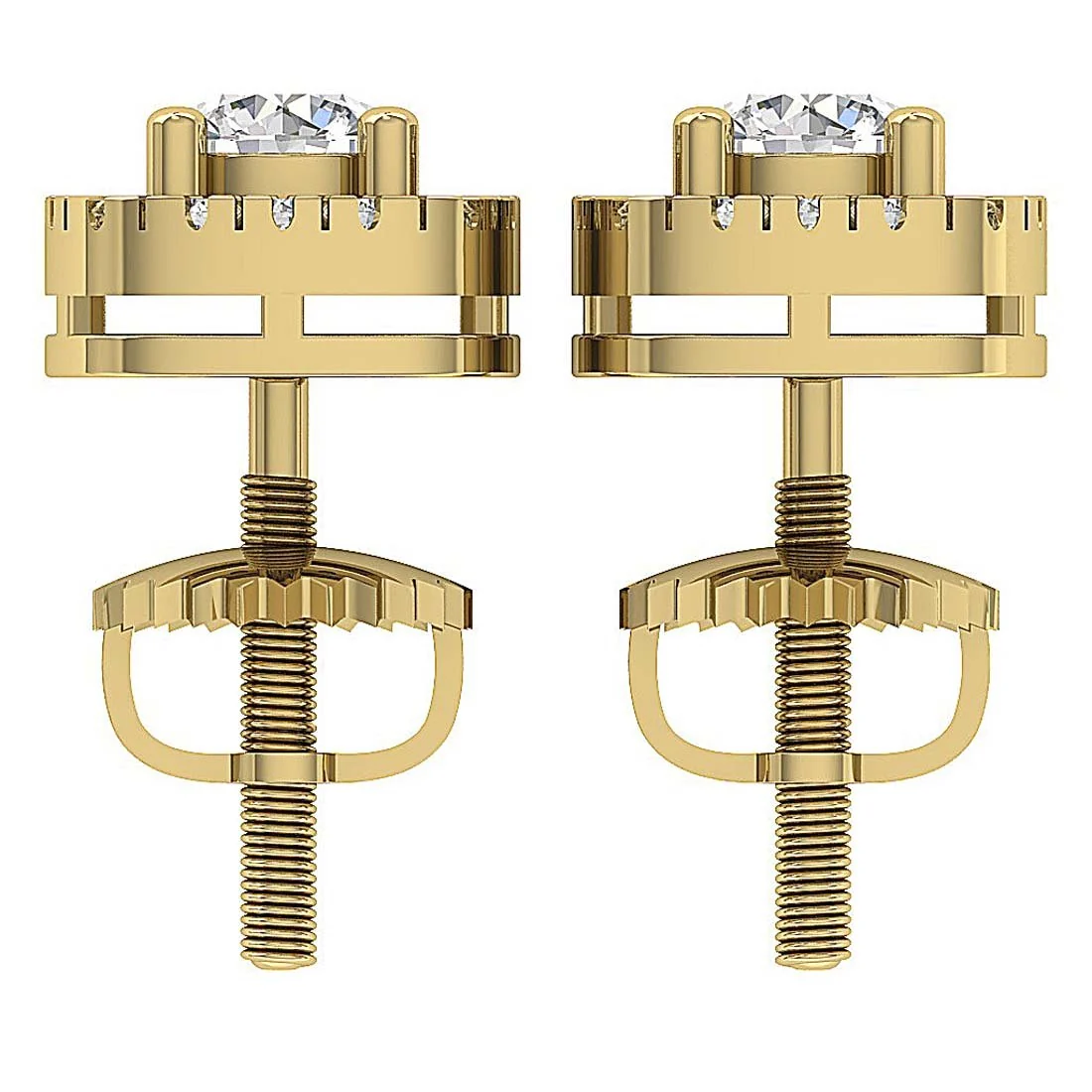 Natural Round Diamond I1/SI1 G 1.10Ct Halo Solitaire Halo Studs Earrings 14K Solid Gold - Image 5