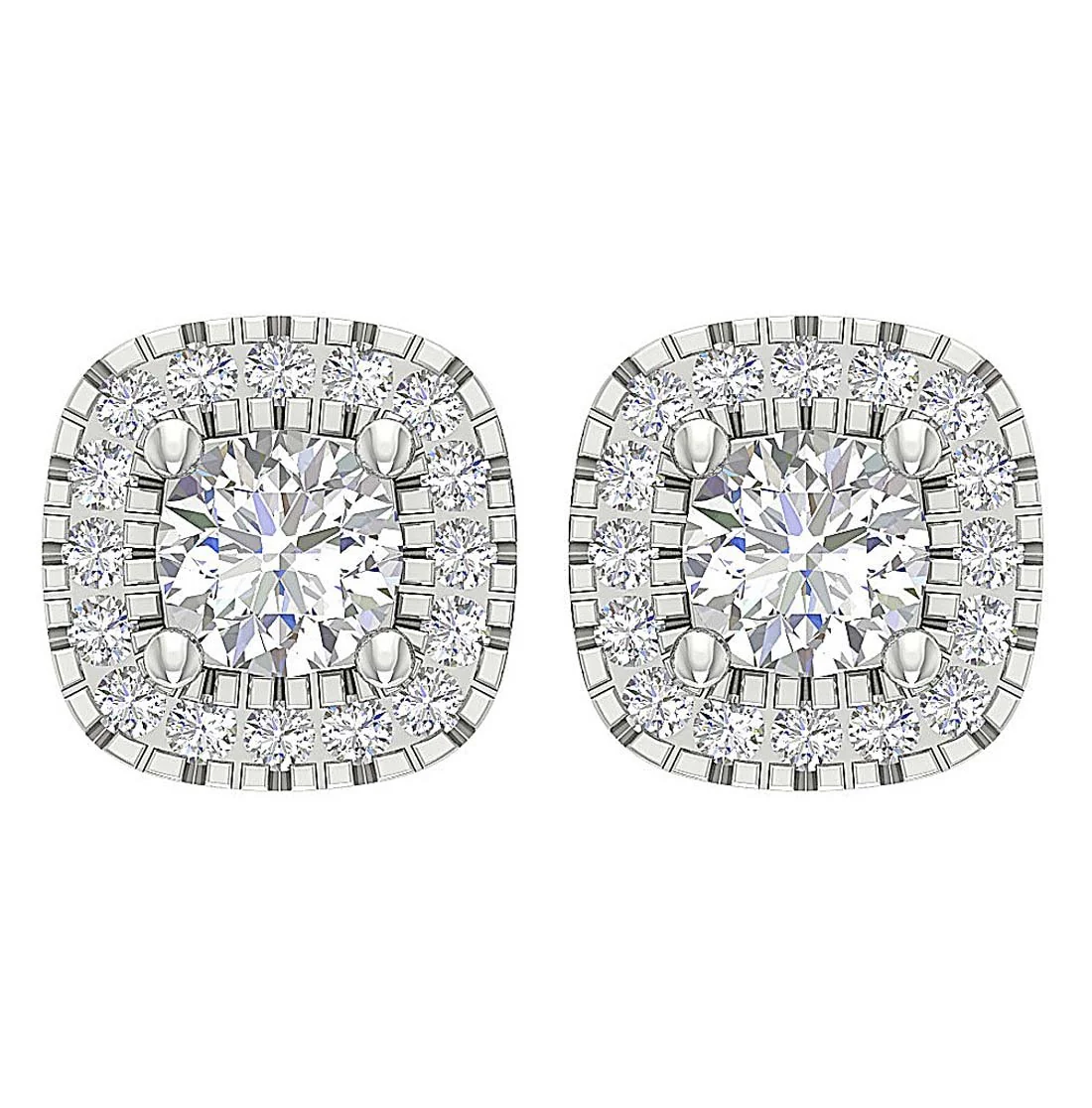 Natural Round Diamond I1/SI1 G 1.10Ct Halo Solitaire Halo Studs Earrings 14K Solid Gold - Image 6