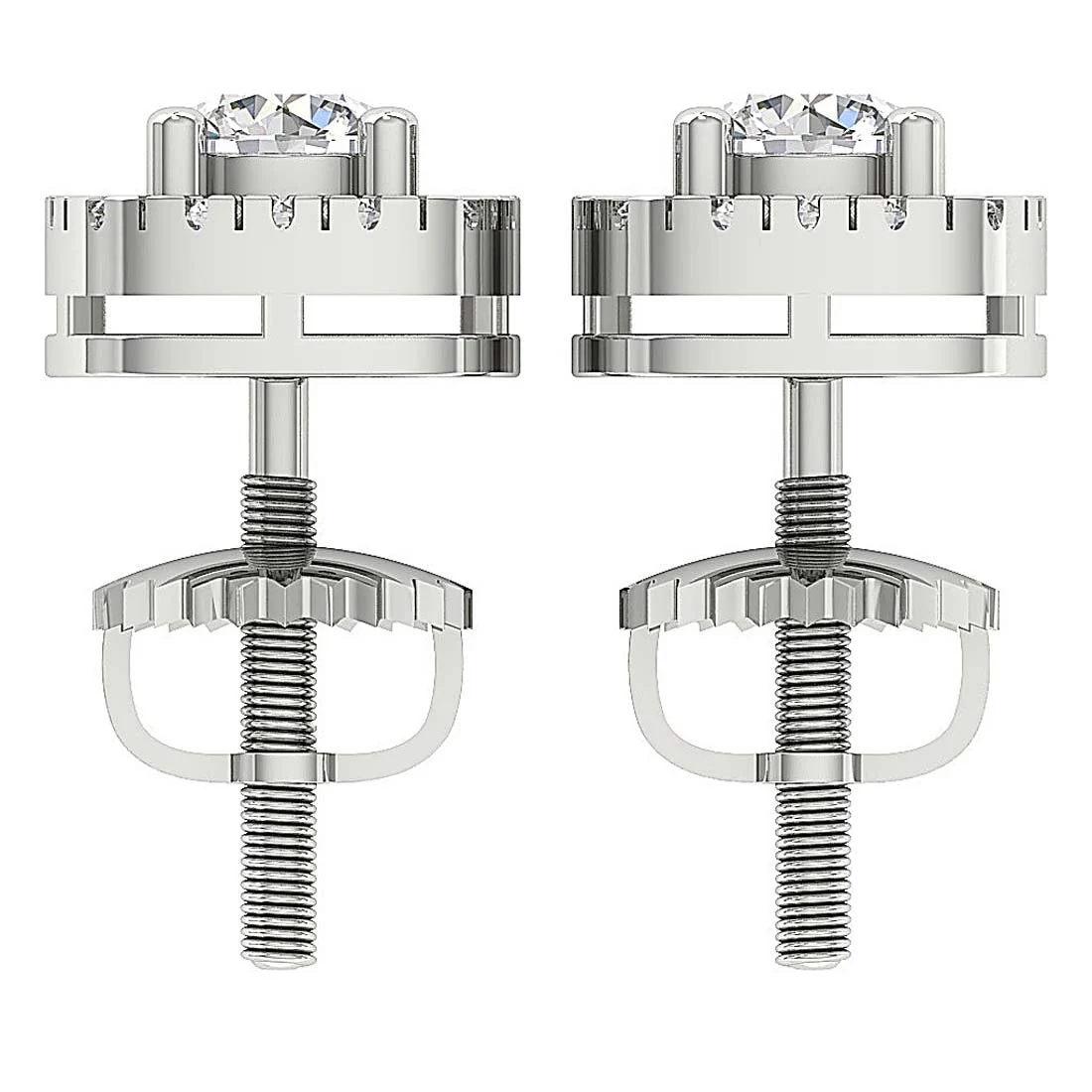 Natural Round Diamond I1/SI1 G 1.10Ct Halo Solitaire Halo Studs Earrings 14K Solid Gold - Image 8