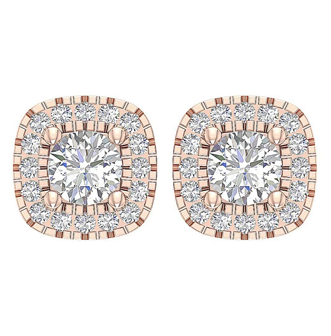 Natural Round Diamond I1/SI1 G 1.10Ct Halo Solitaire Halo Studs Earrings 14K Solid Gold - Image 9