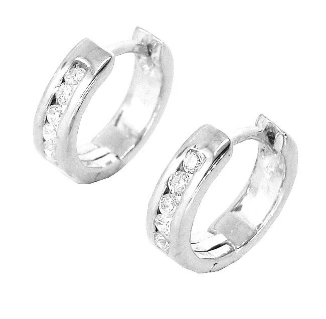 The Jorge White Yellow Rose Gold Hoop Earring Natural Diamond Channel Set - Image 5