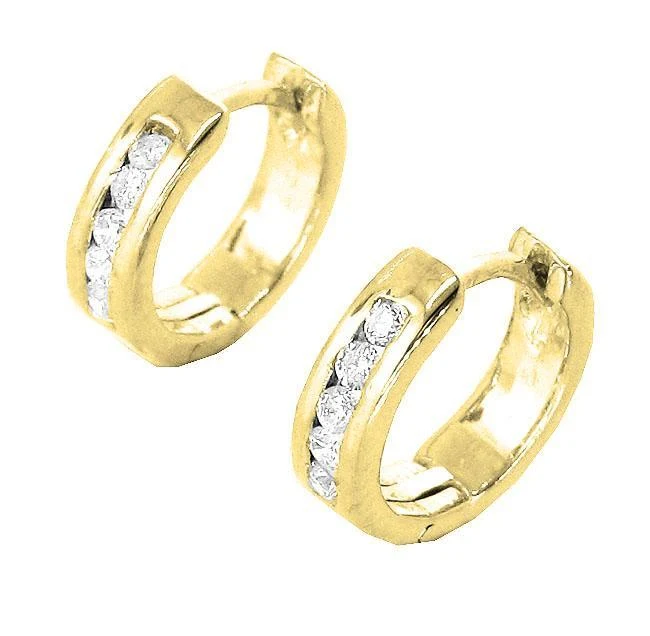 The Jorge White Yellow Rose Gold Hoop Earring Natural Diamond Channel Set - Image 6