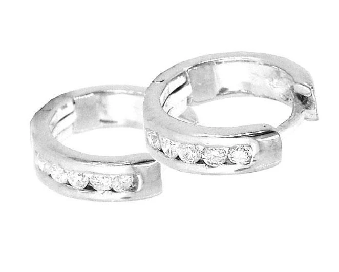 The Jorge White Yellow Rose Gold Hoop Earring Natural Diamond Channel Set - Image 7