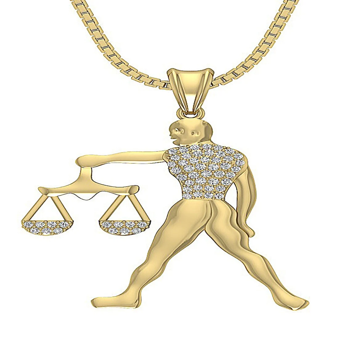 The Jorge Natural Diamond Libra Zodiac Sign Fashion Pendant Necklace Prong Set